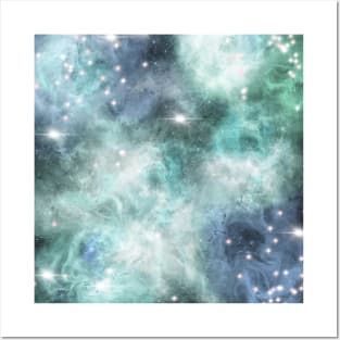 Blue Turquoise Purple Star Nebula Space Galaxy Universe Posters and Art